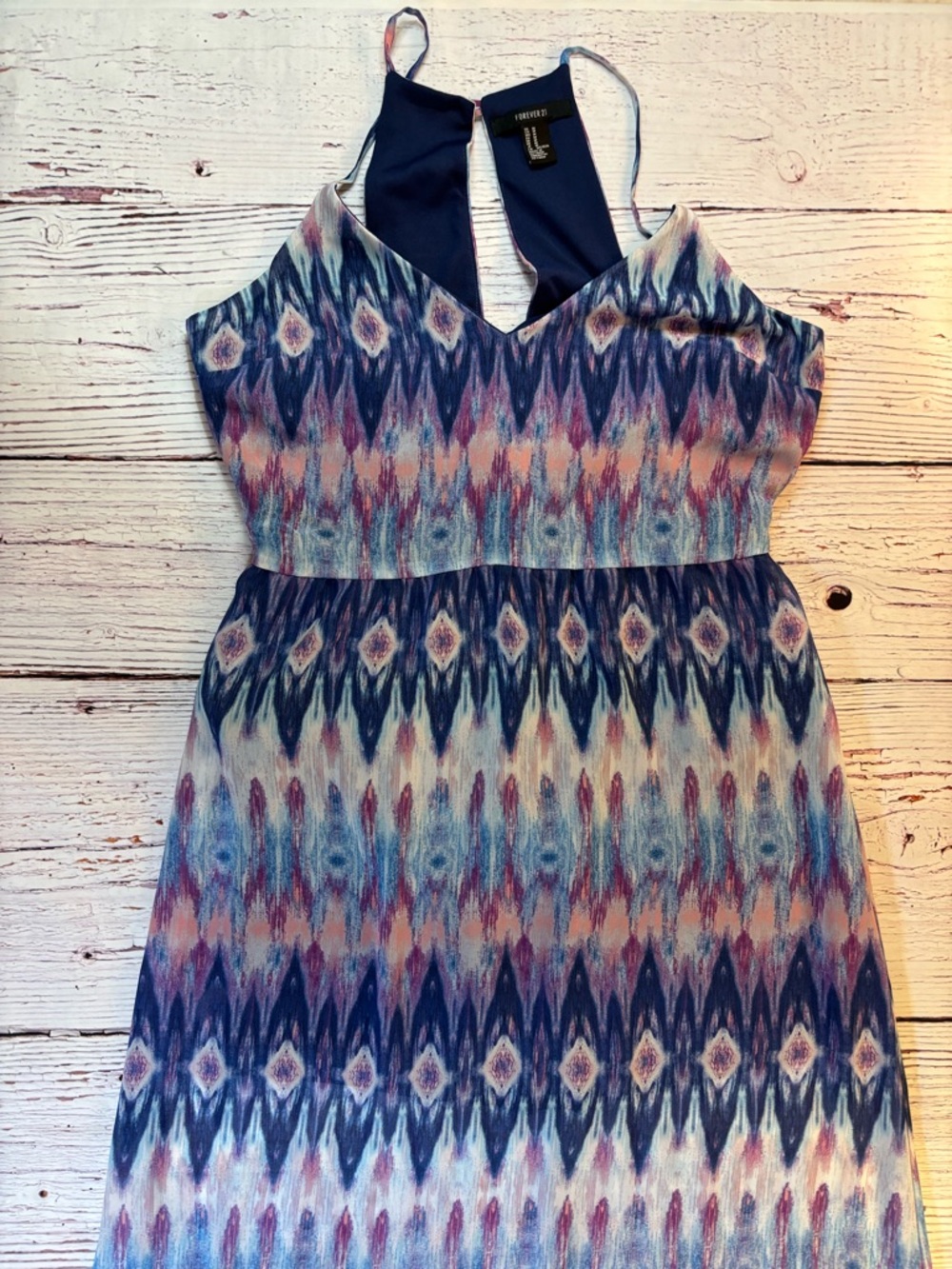 Forever 21 Dress M Women's Multicolor  Vneck  Cut Out Sides Key Hole Back Maxi